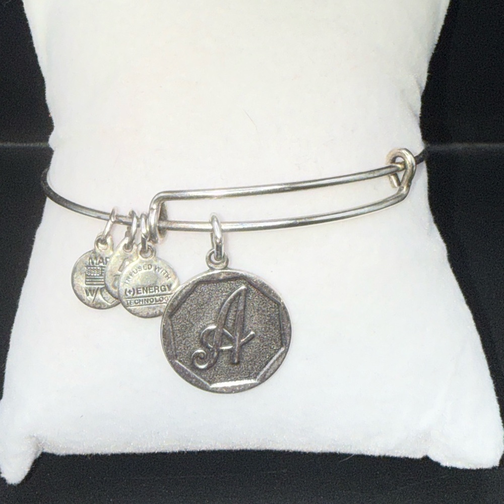 Alex and Ani. Silver Initial 'A' Charm Bangle Bracelet. Loved a few times